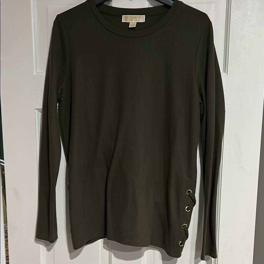 Olive Long Sleeve Top with Side Grommets